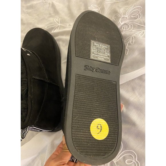 Juicy Couture Black Faux Fur Lining Suede Embroidered Jewels Ankle Booties/Kerri - Picture 2 of 6